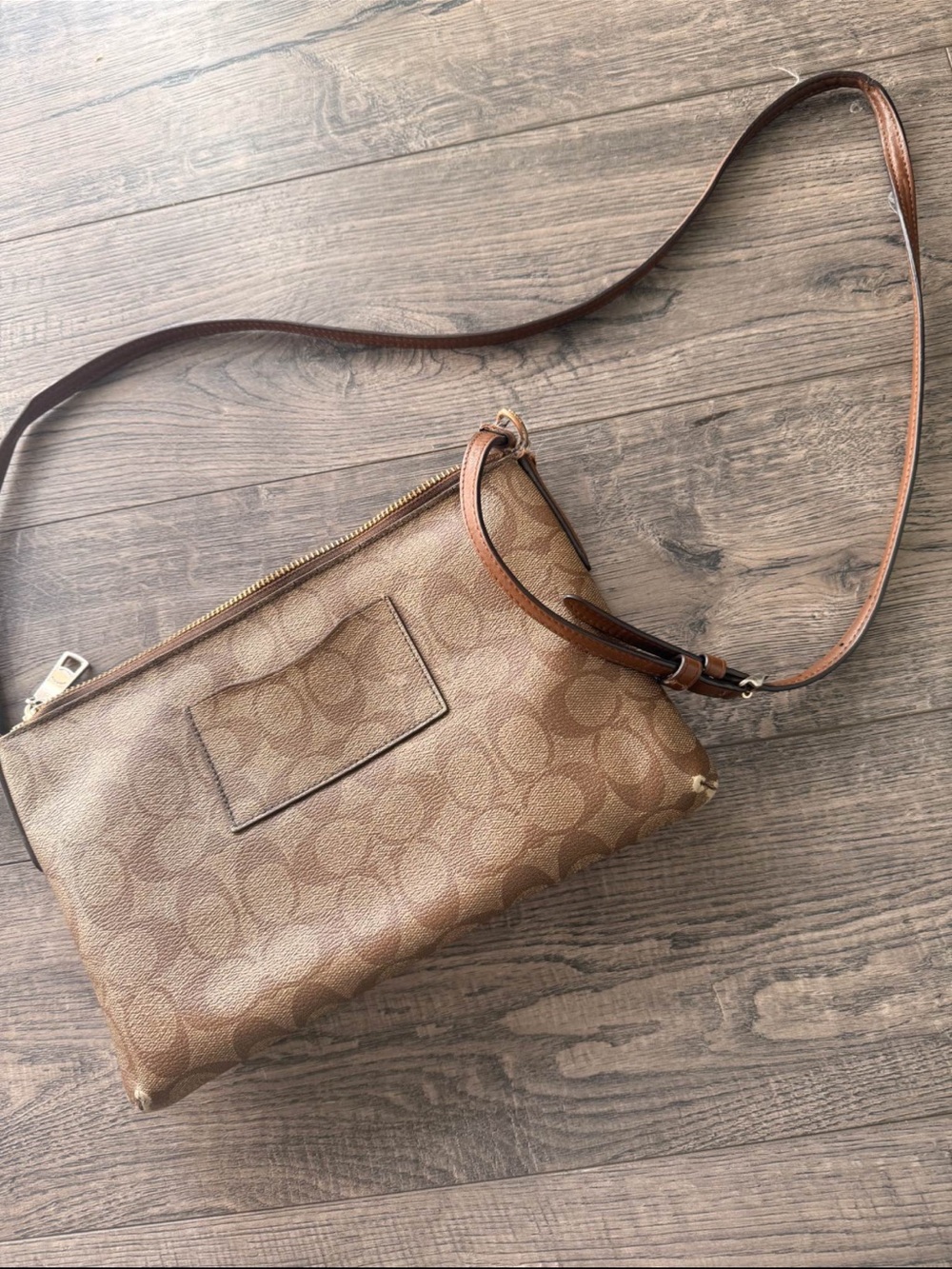 Coach Tan Signature Canvas Crossbody Bag - Picture 3 of 5